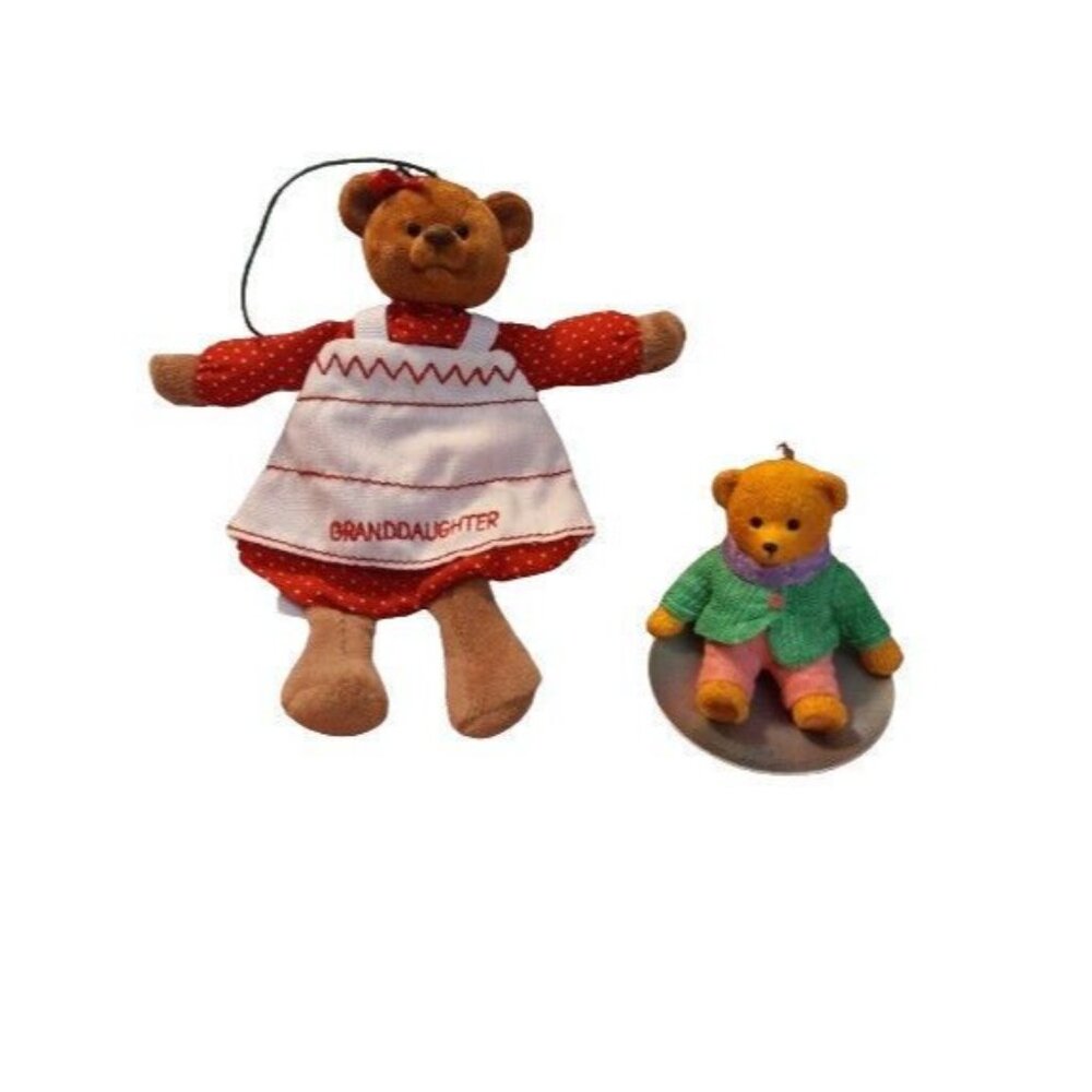 Hallmark Granddaughter Christmas Ornaments 1999 2002 Teddy Bears Holiday Outfits